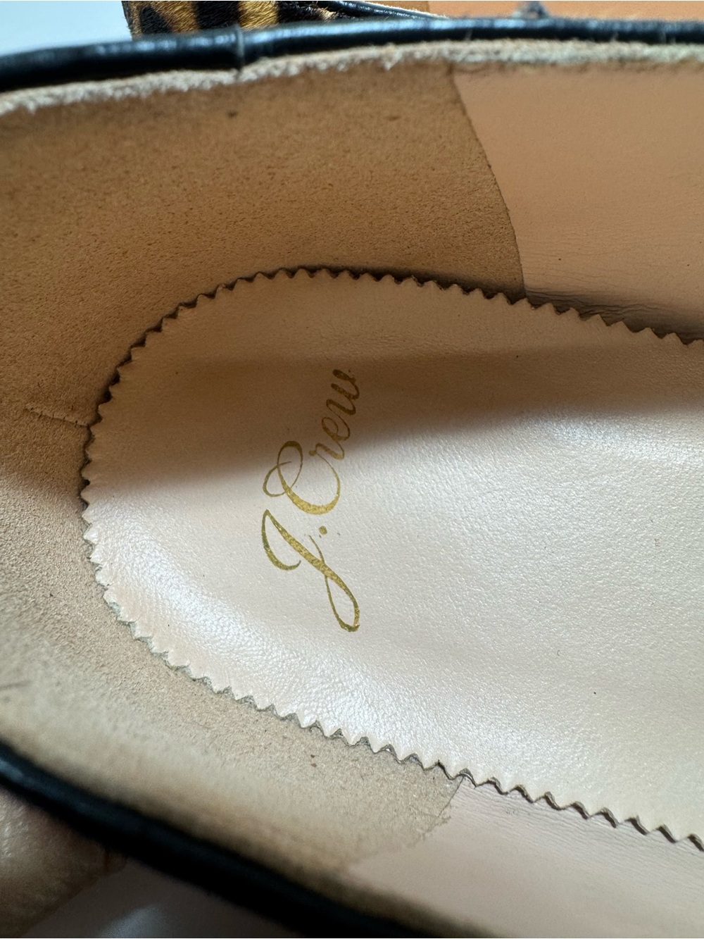 J. Crew Leopard Print Flats Pointed Toe Calf Hair Black/Tan Size 10 - Picture 12 of 14